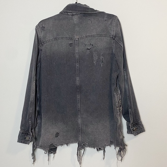 Free People Moonchild Denim Distressed Shirt Jacket - Picture 9 of 11